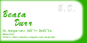 beata durr business card